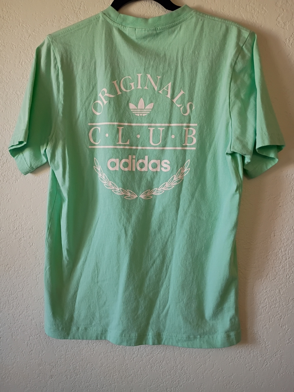 Adidas Originals Club Mint Green Graphic Tee with White Logo Size S